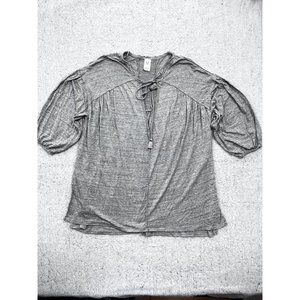 We The Free Just A Henley Top In Grey Boho Loose Blouse Sz M